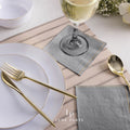 Grey with Gold Stripe Paper Cocktail Napkins | 20 Napkins