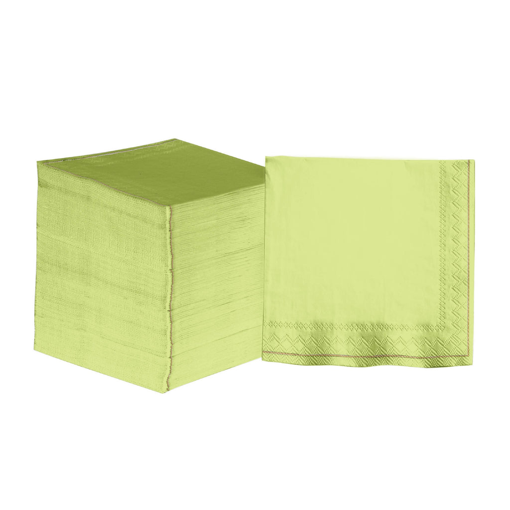 Luxe Party NYC Napkins 20 Beverage Napkins - 5" x 5" Lime with Gold Stripe Paper Cocktail Napkins | 20 Napkins