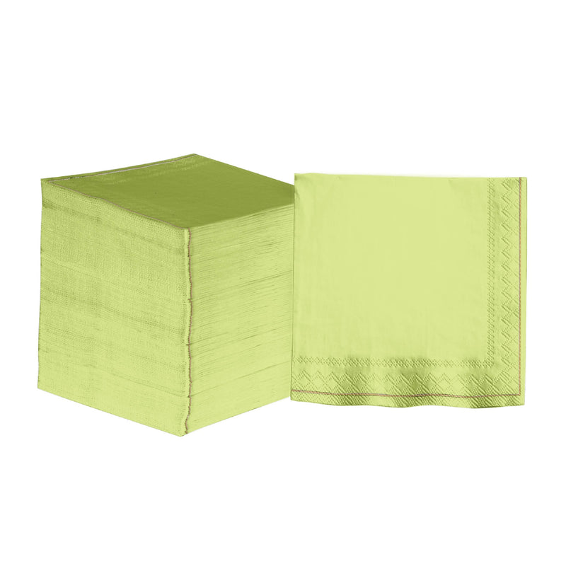 Luxe Party NYC Napkins 20 Beverage Napkins - 5" x 5" Lime with Gold Stripe Paper Cocktail Napkins | 20 Napkins