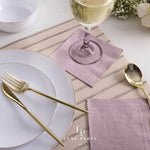 Luxe Party NYC Napkins 20 Beverage Napkins - 5" x 5" Mauve with Gold Stripe Paper Cocktail Napkins | 20 Napkins