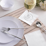 Luxe Party NYC Napkins 20 Beverage Napkins - 5" x 5" White with Silver Stripe Paper Cocktail Napkins | 20 Napkins