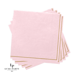 Luxe Party NYC Napkins 20 Lunch Napkins - 6.5" x 6.5" Blush with Gold Stripe Lunch Napkins | 20 Napkins