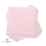 Luxe Party NYC Napkins 20 Lunch Napkins - 6.5" x 6.5" Blush with Silver Stripe Lunch Paper Napkins | 20 Napkins