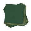 Luxe Party NYC Napkins 20 Lunch Napkins - 6.5" x 6.5" Emerald with Gold Stripe Lunch Napkins | 20 Napkins