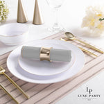 Luxe Party NYC Napkins 20 Lunch Napkins - 6.5" x 6.5" Grey with Gold Stripe Lunch Napkins | 20 Napkins