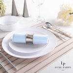 Luxe Party NYC Napkins 20 Lunch Napkins - 6.5" x 6.5" Ice Blue with Silver Stripe Lunch Napkins | 20 Napkins