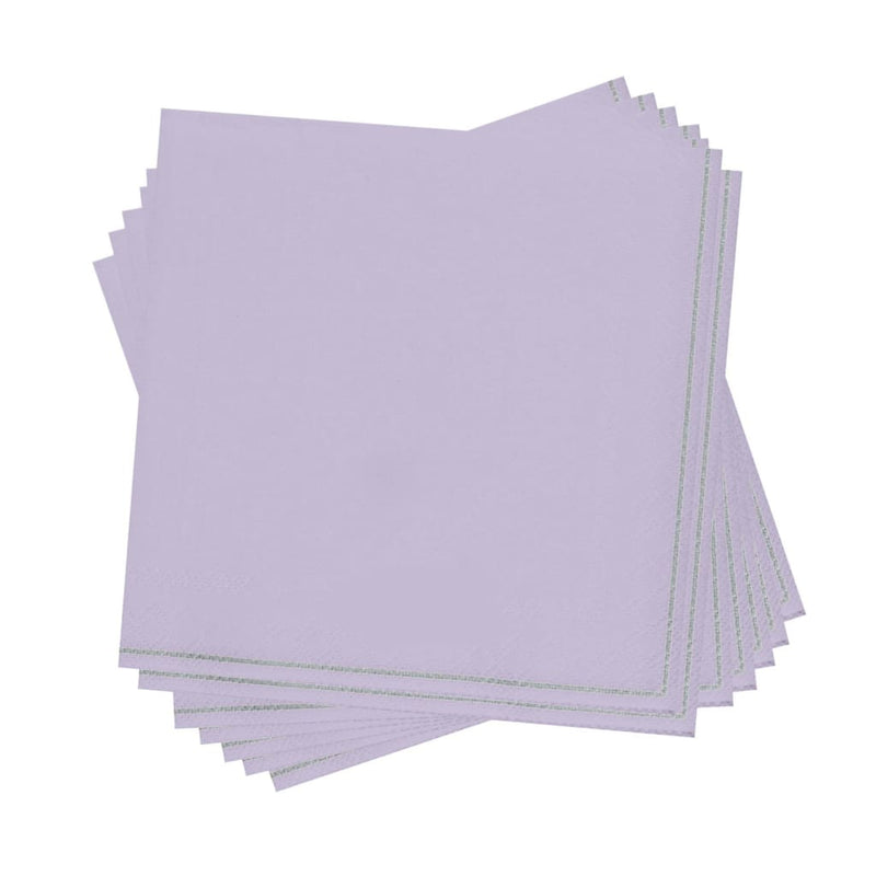 Luxe Party NYC Napkins 20 Lunch Napkins - 6.5" x 6.5" Lavender with Silver Stripe Lunch Napkins | 20 Napkins