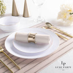 Luxe Party NYC Napkins 20 Lunch Napkins - 6.5" x 6.5" Linen with Gold Stripe Lunch Napkins | 20 Napkins