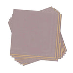 Luxe Party NYC Napkins 20 Lunch Napkins - 6.5" x 6.5" Mauve with Gold Stripe Lunch Napkins | 20 Napkins