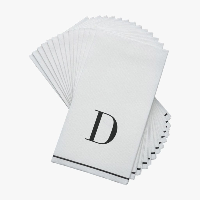 Luxe Party NYC Napkins Letter D Black Monogram Paper Disposable Dinner Napkins | 14 Napkins