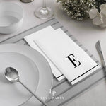 Luxe Party NYC Napkins Letter E Black Monogram Paper Disposable Dinner Napkins | 14 Napkins