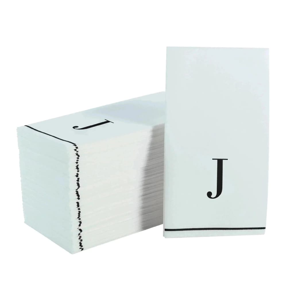 Luxe Party NYC Napkins Letter J Black Monogram Paper Disposable Dinner Napkins | 14 Napkins