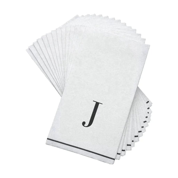 Luxe Party NYC Napkins Letter J Black Monogram Paper Disposable Dinner Napkins | 14 Napkins