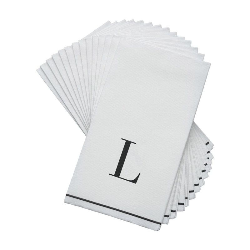 Luxe Party NYC Napkins Letter L Black Monogram Paper Disposable Dinner Napkins | 14 Napkins