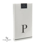 Luxe Party NYC Napkins Letter P Black Monogram Paper Disposable Dinner Napkins | 14 Napkins