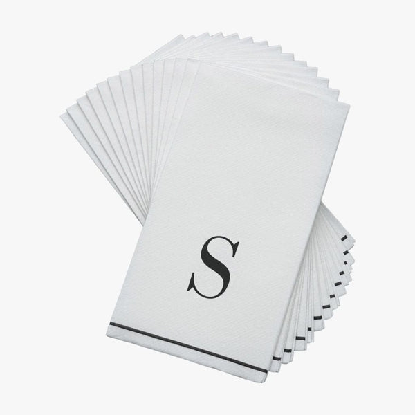 Luxe Party NYC Napkins Letter S Black Monogram Paper Disposable Dinner Napkins | 14 Napkins