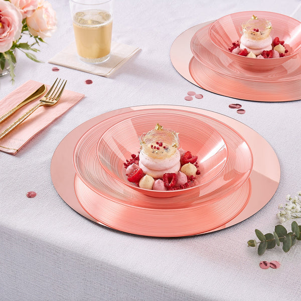 Luxe Party NYC Plastic Bowls Transplant Rose Disposable Party Bowl Set | 12 Pack