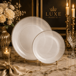 Luxe Party NYC Plastic Plates Clear and Silver Round Plastic Plates | 10 Pack