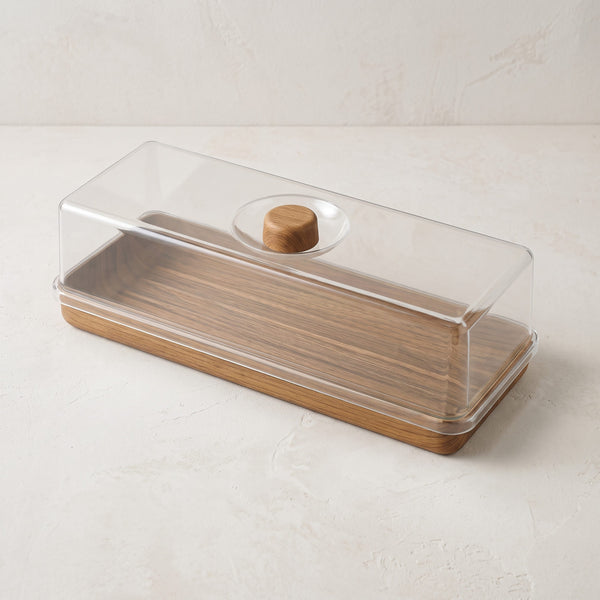 Luxe Party NYC Serving Trays Rectangle OAK Heavy Plastic Serving Tray with Plastic Cover | 6.3" x 15.35" (Copy)