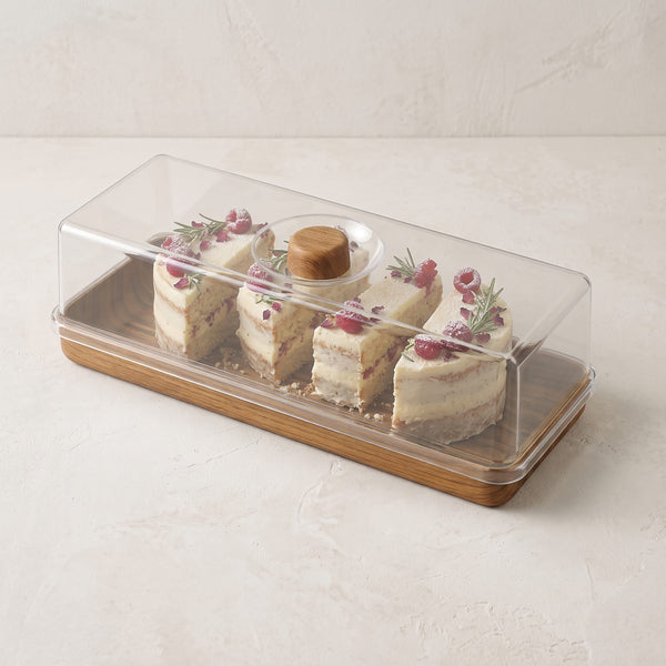 Luxe Party NYC Serving Trays Rectangle OAK Heavy Plastic Serving Tray with Plastic Cover | 6.3" x 15.35" (Copy)