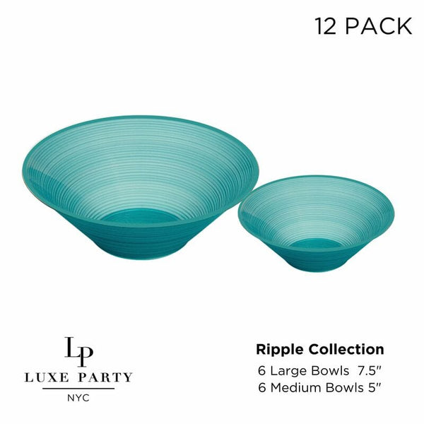 Luxe Party NYC Soup Bowls Transplant Ocean Green Disposable Party Bowl Set | 12 Pack