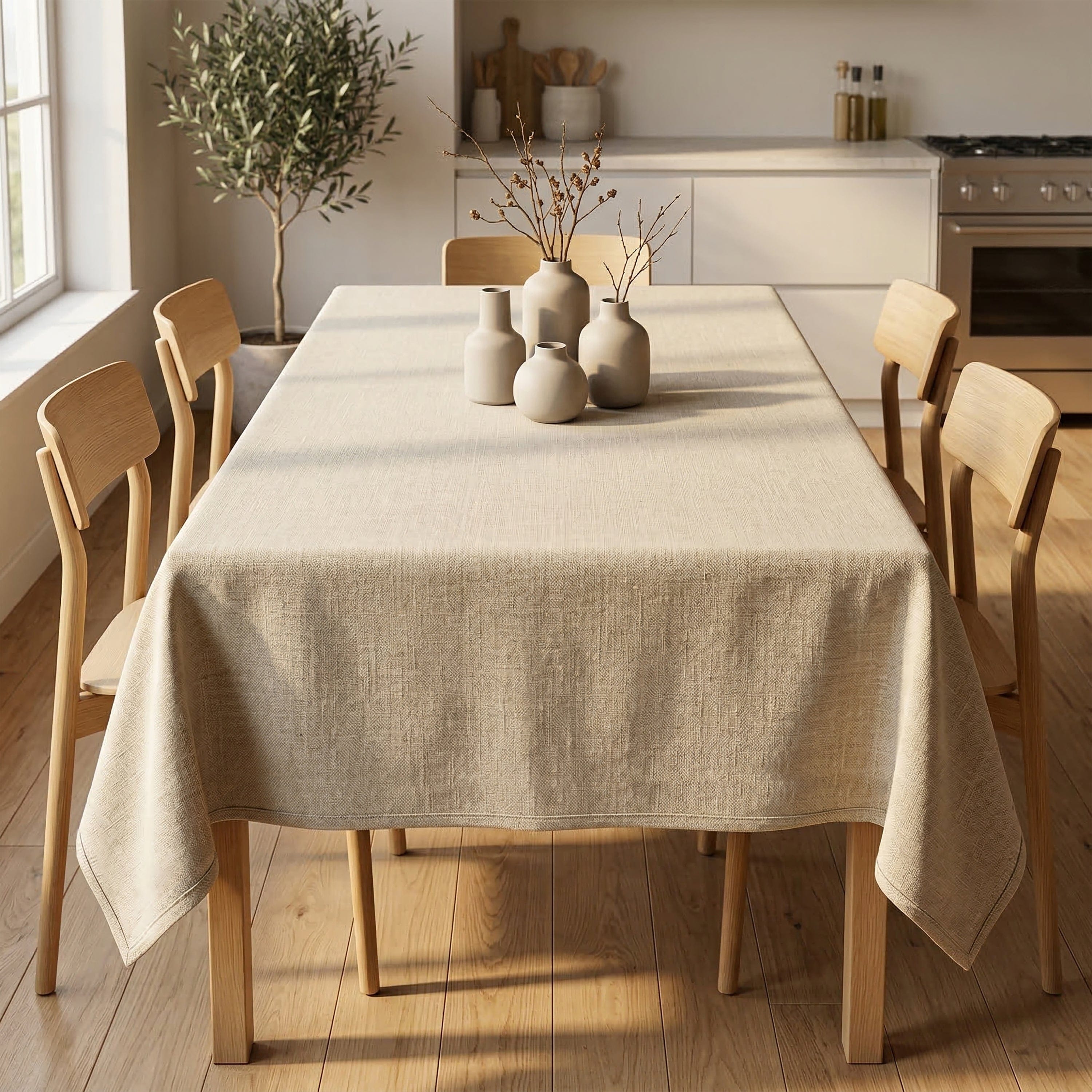 Home Details Chic & Rustic 70 inch Round Polyester Tablecloth in White