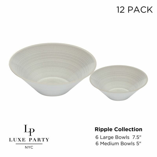 Luxe Party NYC Transplant White Disposable Party Bowl Set | 12 Pack