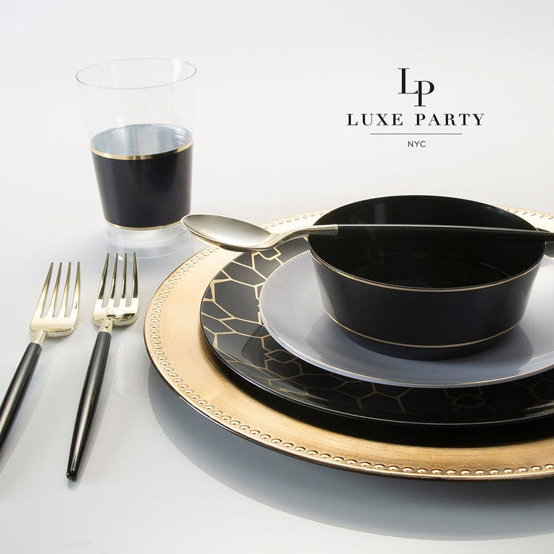 Luxe Party NYC Tumblers Black • Gold Plastic Cups | 10 Cups