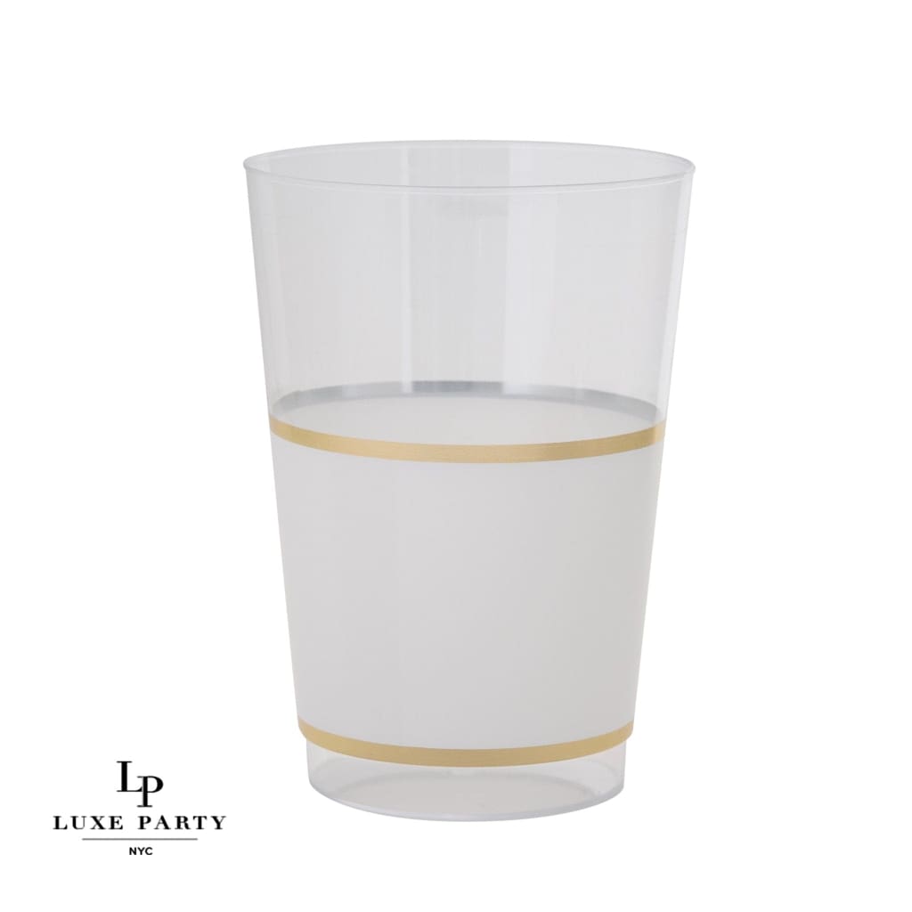 Luxe Party NYC Tumblers Round White • Gold Plastic Cups | 10 Cups