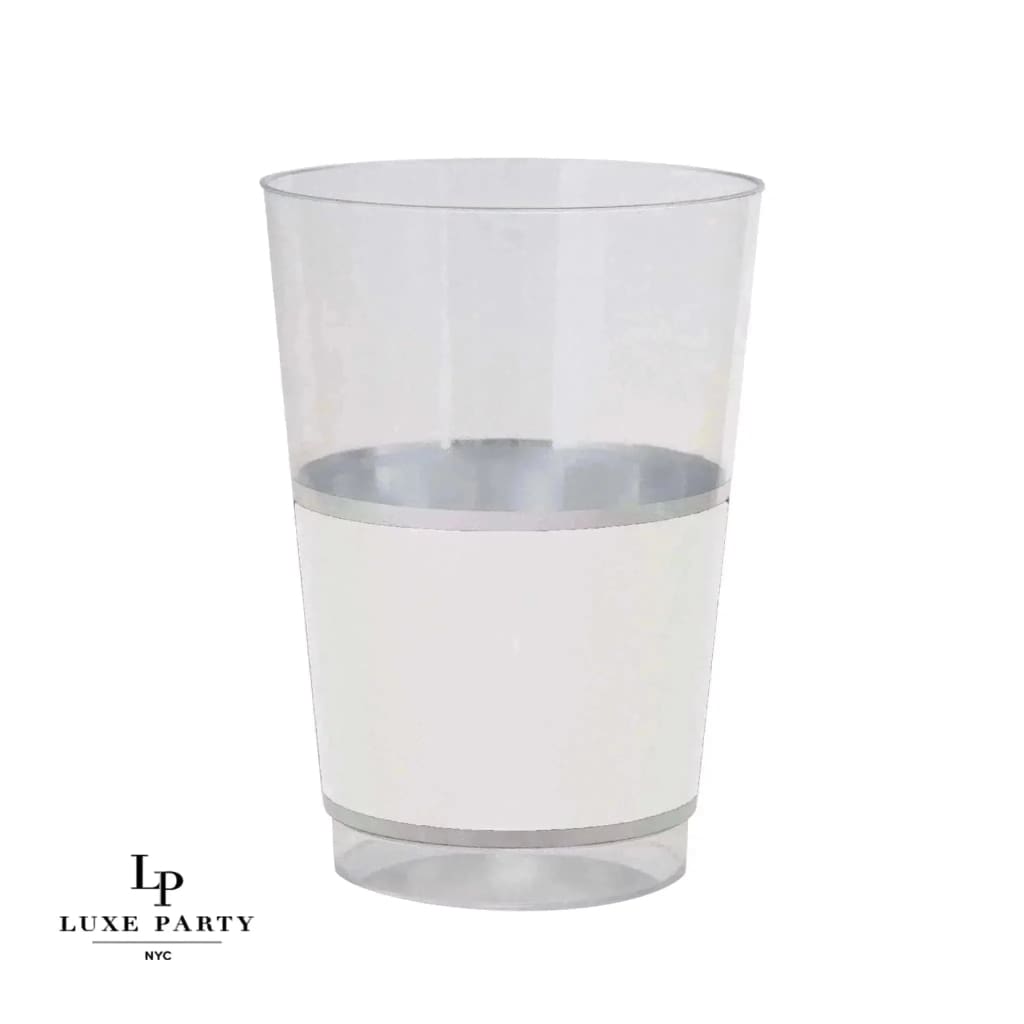 Luxe Party NYC Tumblers Silver • White Plastic Cups | 10 Cups