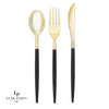 Luxe Party NYC Two Tone Cutlery Black • Gold Plastic Cutlery Set | 32 Pieces
