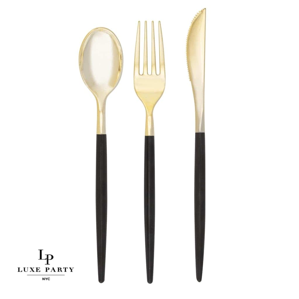 Shop Luxe Collection Black & Gold Cutlery