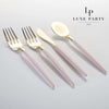 Luxe Party NYC Two Tone Cutlery Blush • Gold Plastic Cutlery Set | 32 Pieces