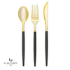 Luxe Party NYC Two Tone Cutlery Emerald • Gold Plastic Cutlery Set | 32 Pieces