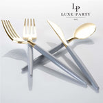 Luxe Party NYC Two Tone Cutlery Grey • Gold Plastic Cutlery Set | 32 Pieces