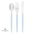 Ice Blue • Silver Plastic Cutlery Set | 32 Pieces