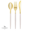 Linen • Gold Plastic Cutlery Set | 32 Pieces