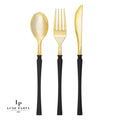 Neo Classic Black • Gold Plastic Cutlery Set | 32 Pieces