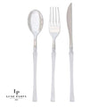 Neo Classic Clear and Silver Plastic Cutlery Set | 32 Pieces