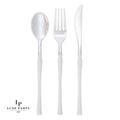 Neo Classic White • Silver Plastic Cutlery Set | 32 Pieces
