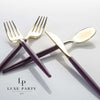 Luxe Party NYC Two Tone Cutlery Purple • Gold Plastic Cutlery Set | 32 Pieces