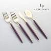 Luxe Party NYC Two Tone Cutlery Purple • Gold Plastic Cutlery Set | 32 Pieces