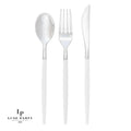 White and Silver Plastic Cutlery Set | 32 Pieces