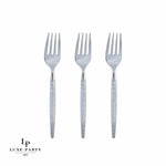 Luxe Party NYC Two Tone Mini 20 Mini Forks Silver Glitter Plastic Mini Forks | 20 Forks