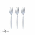 White and Silver Plastic Mini Forks | 20 Forks