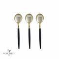 Black and Gold Plastic Mini Spoons | 20 Spoons