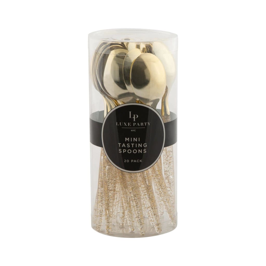 Gold Glitter Plastic Mini Spoons | 20 Spoons - Luxe Party NYC