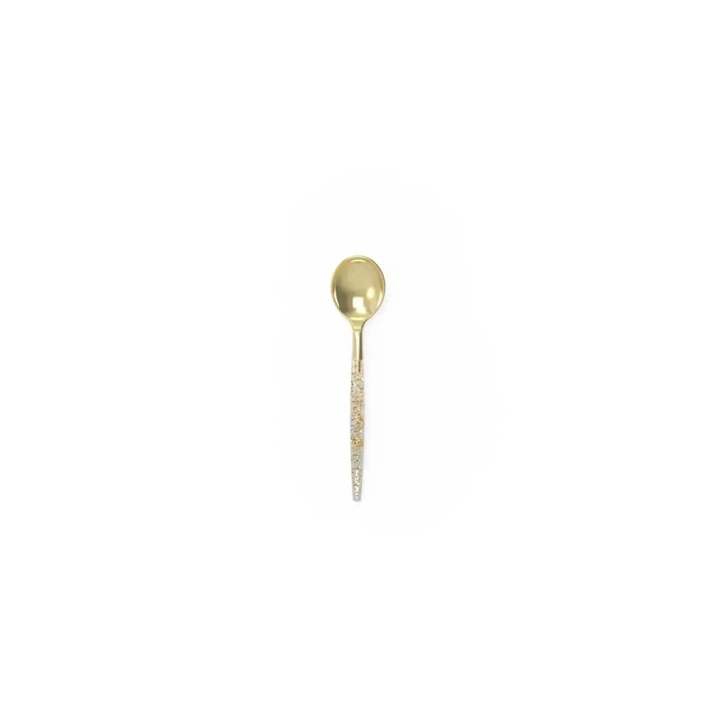 Luxe Party Plastic Spoons Mini White and Gold