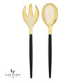Black /  Gold Plastic Serving Forks • Spoons Set