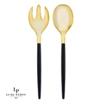 Luxe Party NYC Two Tone Serving 1 Spoon 1 Fork Black /  Gold Plastic Serving Forks • Spoons Set